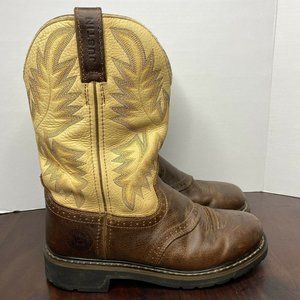 Men's Justin Original WK4660 Brown Leather Work Western Cowboy Boots Size 7.5 EE